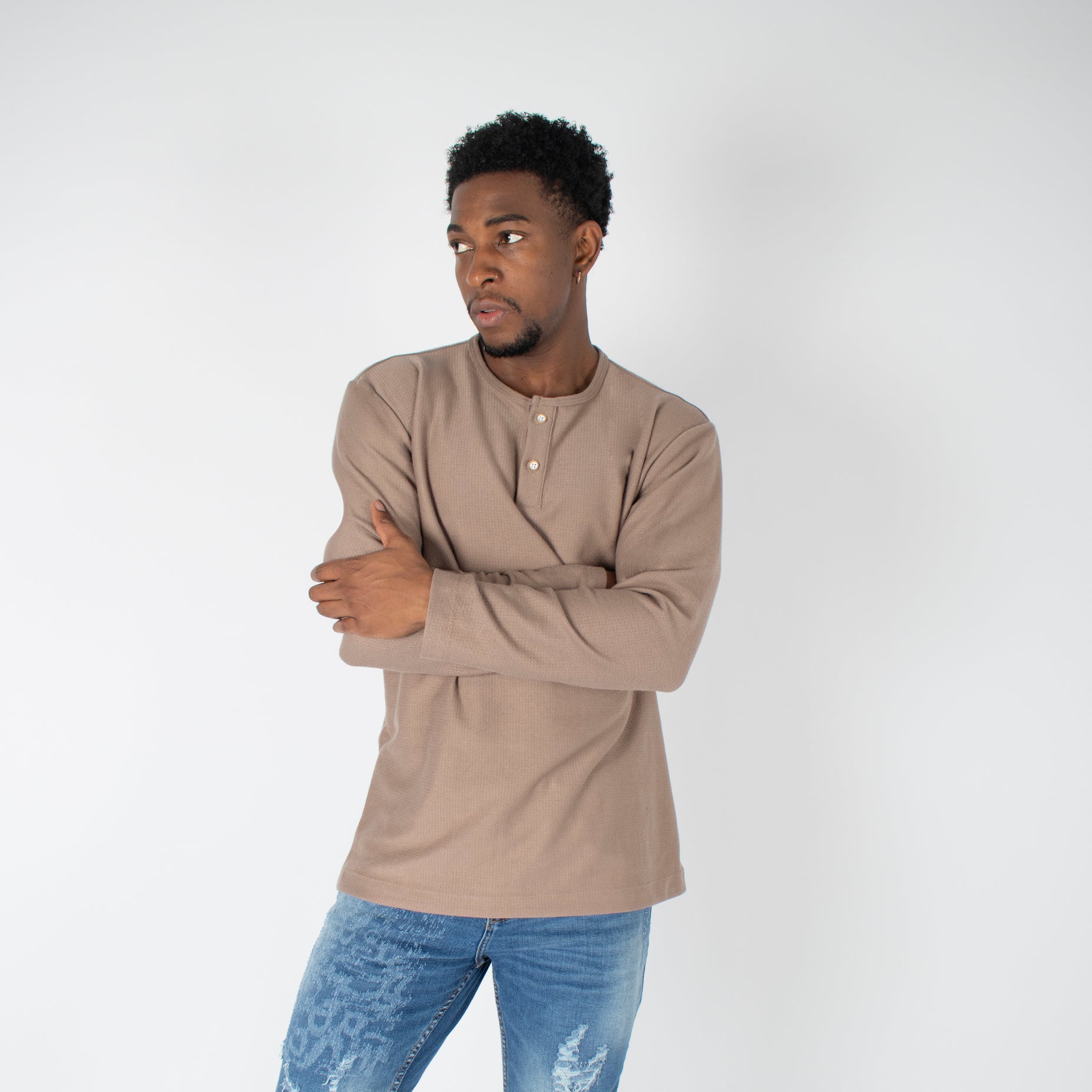 Polo hombre textura taupe