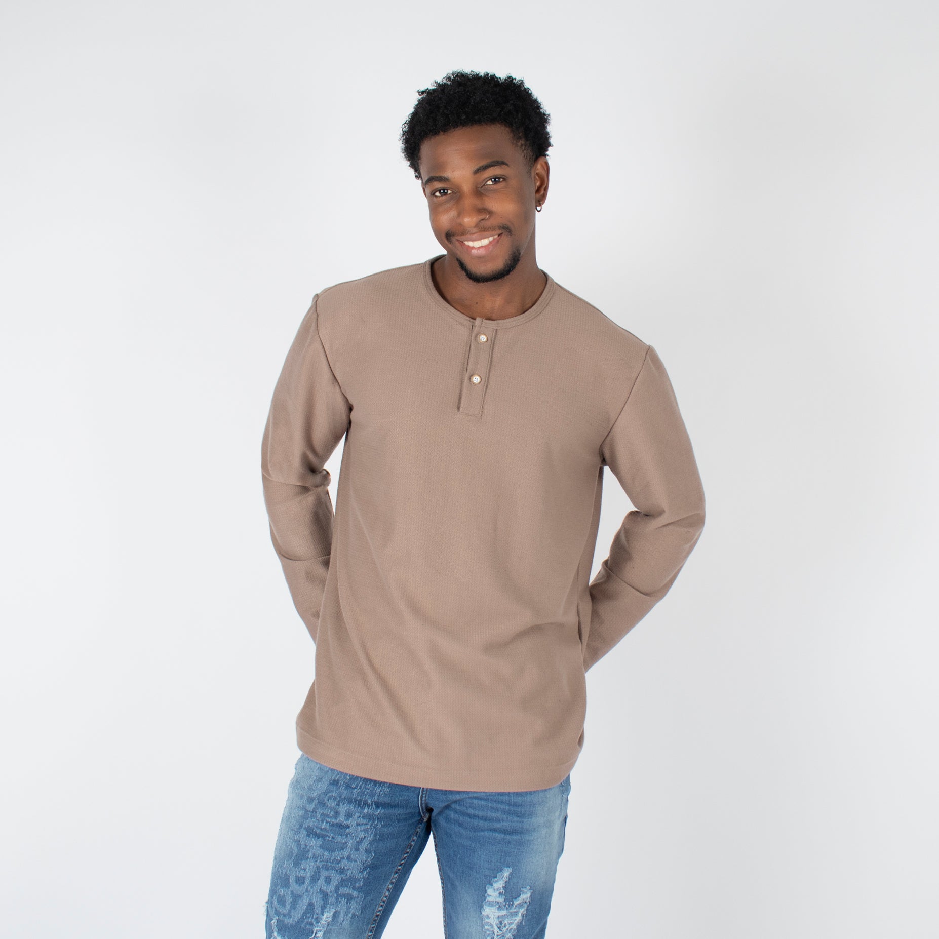 Polo hombre textura taupe