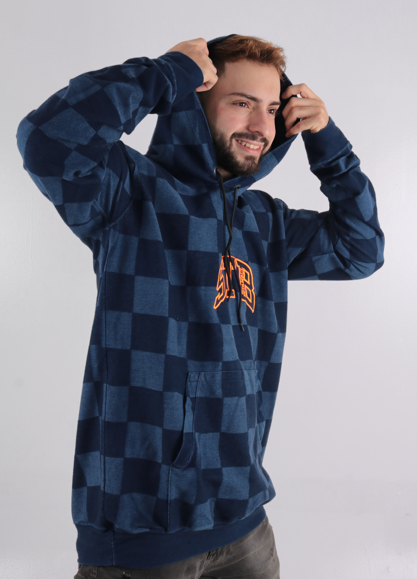 Suéter hombre capucha índigo