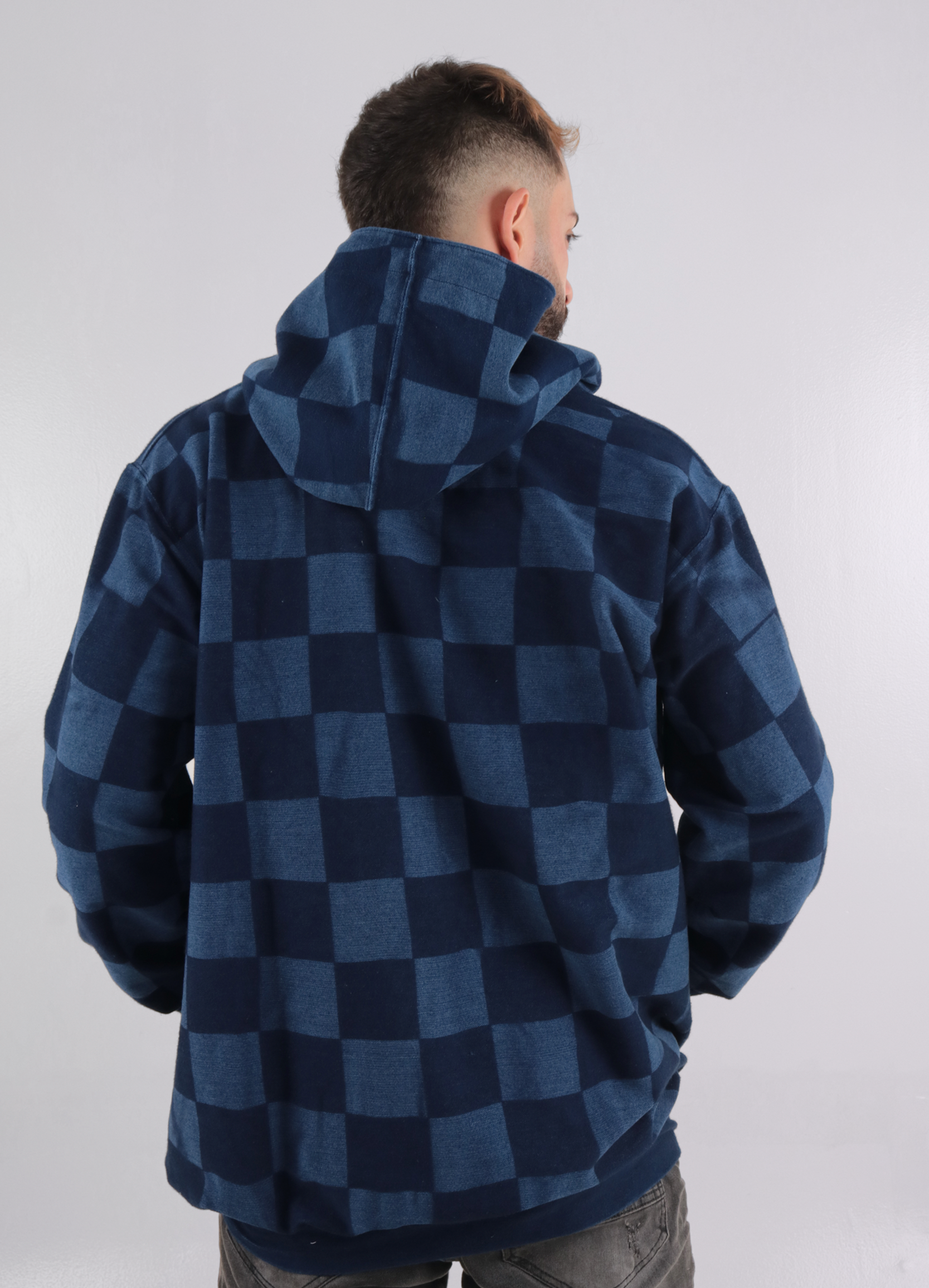 Suéter hombre capucha índigo