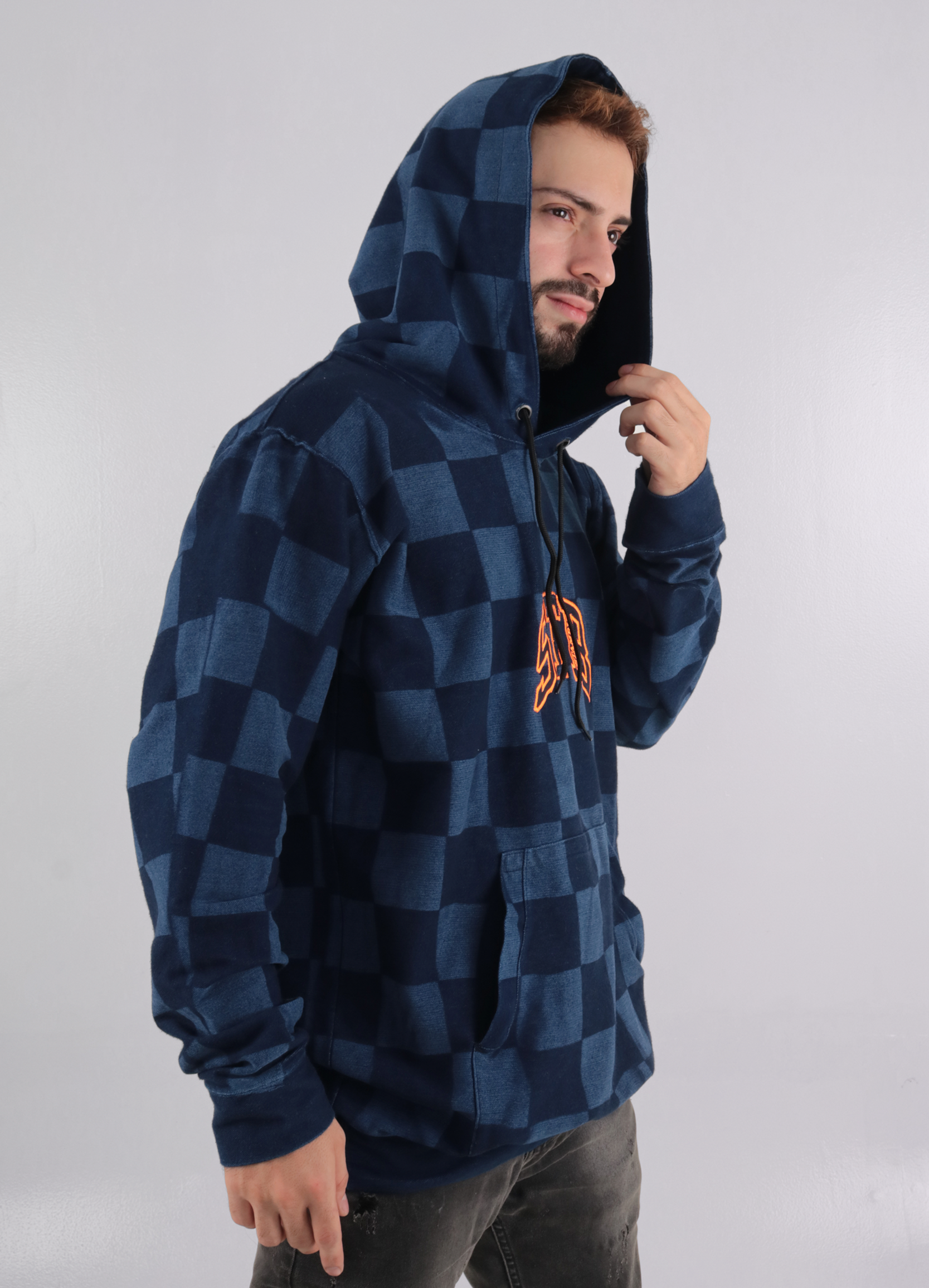 Suéter hombre capucha índigo